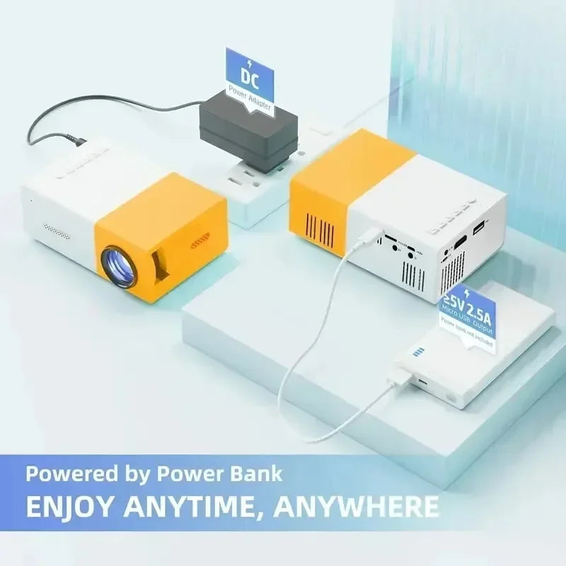 Miniproyector LED YG300 HD 320x240p compatible con HDMI, USB, TF, reproductor multimedia de audio para el hogar, proyector inteligente portátil para viajes