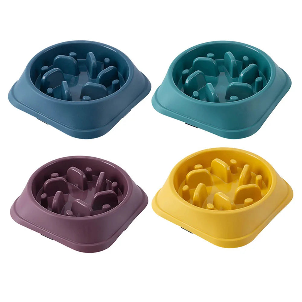Pet Dog Bowl Slow Food Feeder Non-slip Anti Choking Cat Thickened Plastic Plate Bowls Healthy Anxiety Relief Dish Pet Supply