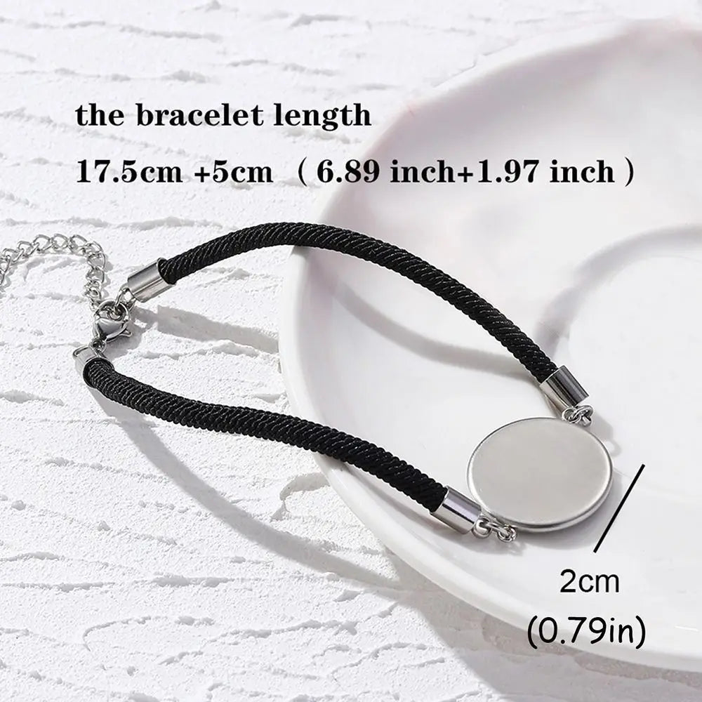 2Pcs Romantic Couple Bracelet Stainless Steel New Sun and Moon Lovers Charm Bracelet Glow in The Dark Adjustable Woven Bracelet