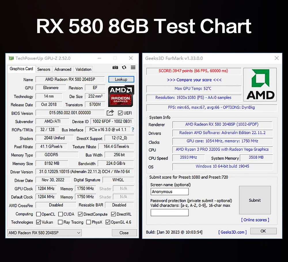 USED MLLSE AMD RX 580 8GB 2048SP Gaming Graphics Card GDDR5 256Bit PCI-E 3.0 ×16 8Pin Radeon GPU Rx 580 Video Card Placa Video