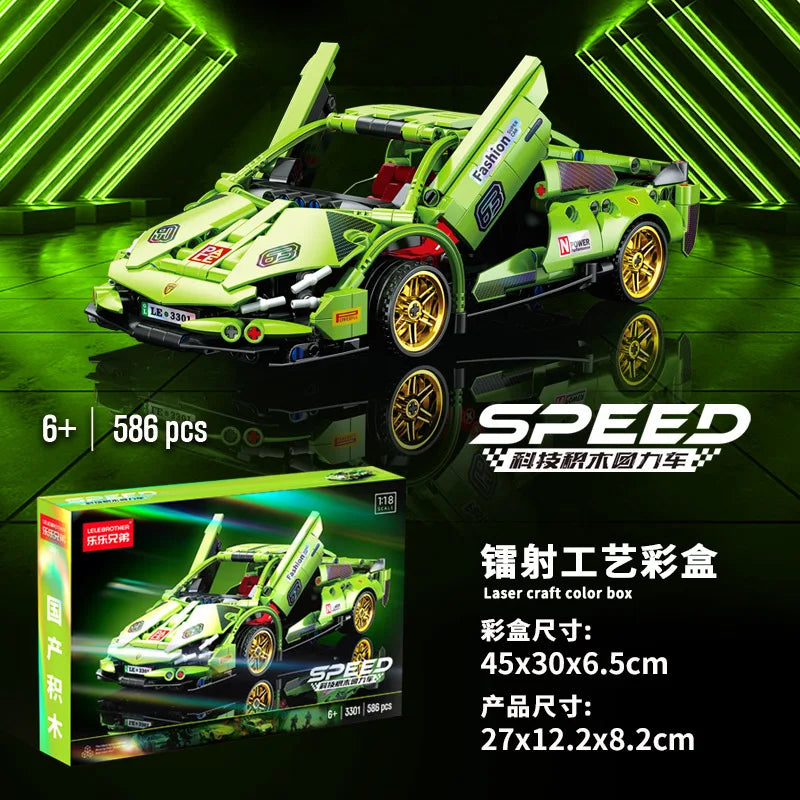 ToylinX 1:14 Building Blocks Car MOC City Speed Car Luxury Auto Racing Vehicle with Super Racers Bricks Toys for Children Gift