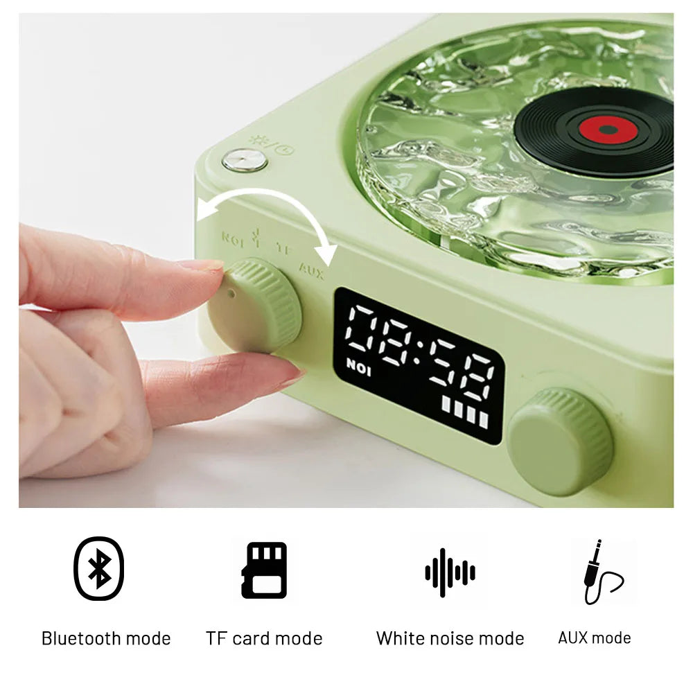 Vintage Vinyl Bluetooth Speaker Waves Vinyl Player White Noise Altavoz Bluetooth Retro Sleep Aid Turntable Speaker with Light