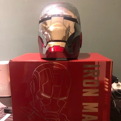 Avenger Iron Man Mk-5 Helmet Electric 1/1 Mk5 Helmet Remote & Voice Control Cosplay Light Led Ironman Action Figure Toys Gifts