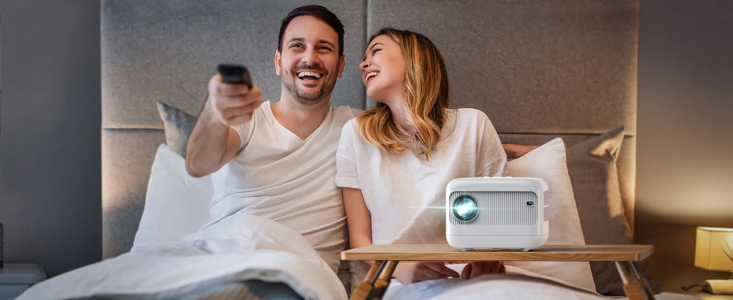 【Enfoque eléctrico】 Miniproyector Android, YABER L1 Proyector de video de 20000 lúmenes 5G WiFi Bluetooth, compatible con proyector portátil P