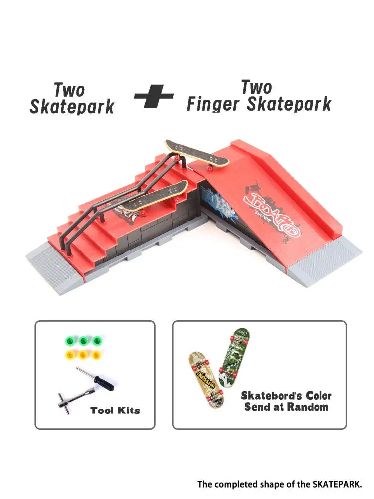 2 set Finger Skateparks Ramp Track Stairs Tech Deck Venue Combination Fingertip Game Finger Skateboards Digital Decks