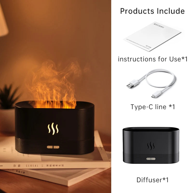 Vissko Aroma Diffuser 180ML Air Humidifier Ultrasonic Aromatherapy Cool Mist Maker Essential Oil Flame Lamp Difusors For Home