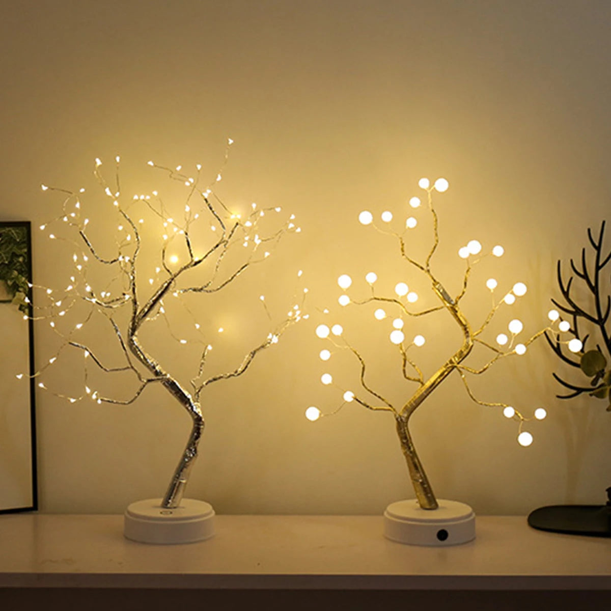 36/72/108 Bonsai Tree Led Lamp Table Usb Room Fairy Bedside Light 8modes Wire Bedroom Tabletop Night Switch Lights Christmas Diy