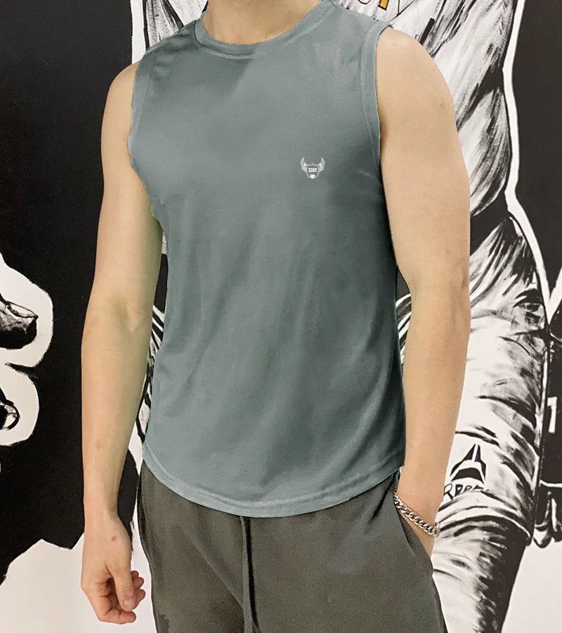 2022 NEW Men Sleeveless Sports Vest Summer Breathable quick-drying Gyms shir Male Bodybuilding Undershirt mesh Fitness Tank Tops
