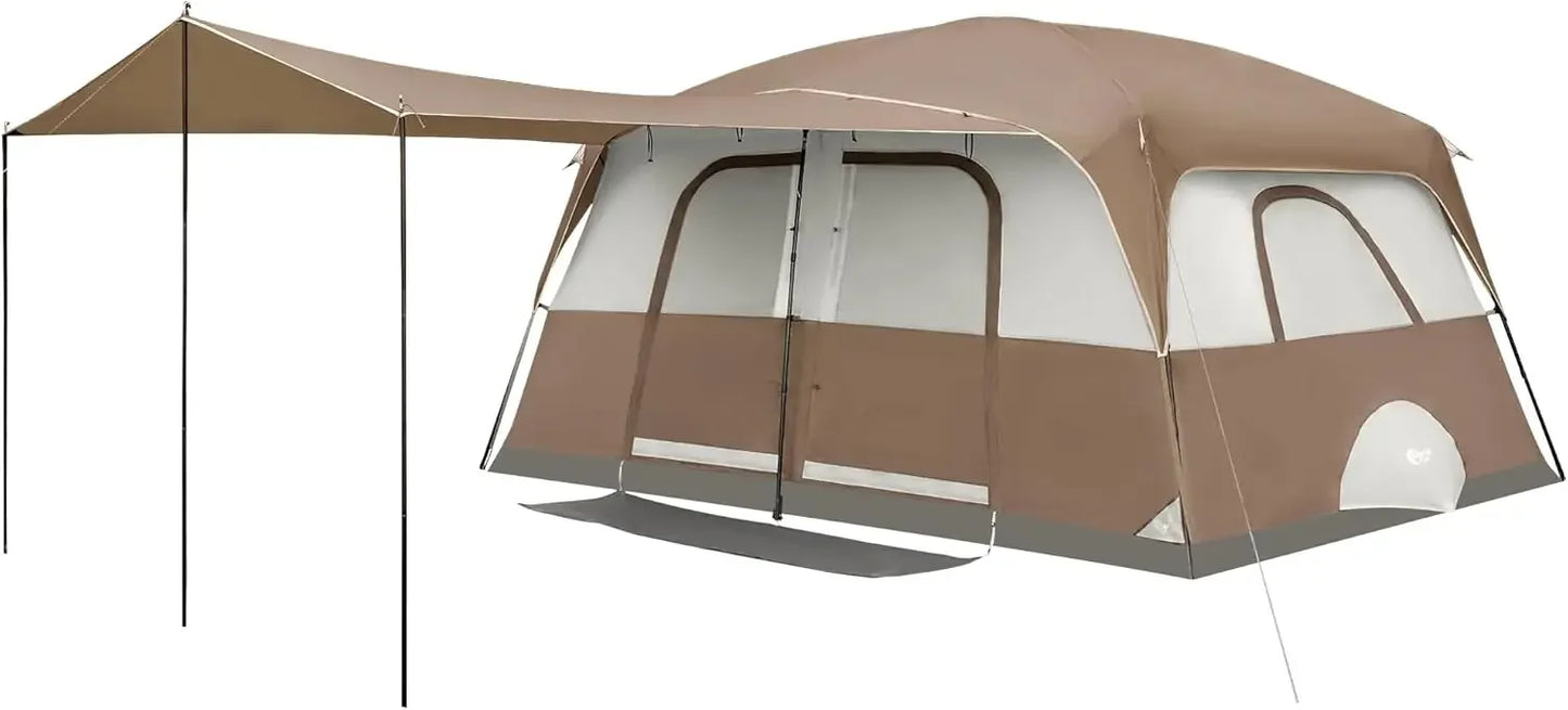 Tienda de campaña para 10 personas con porche, gran tienda de campaña familiar con 2 habitaciones, cortina dividida, para acampar al aire libre, viajar, resistente al agua