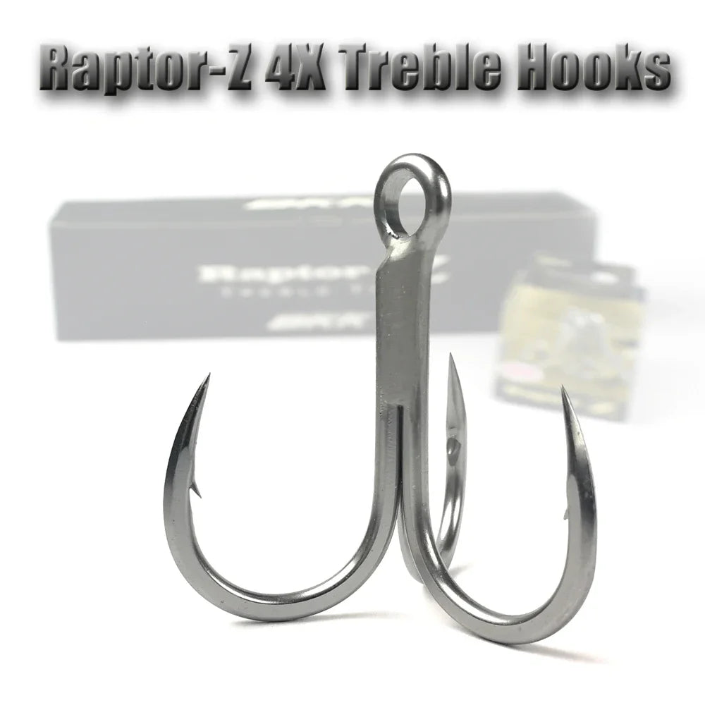 Raptor-Z 6071-4X-HG Treble Fishing Hooks #5/0-#4 Sea Fishing Accessorie Anti-Rust Coating Triple Anchor Hooks For Carp Pesca