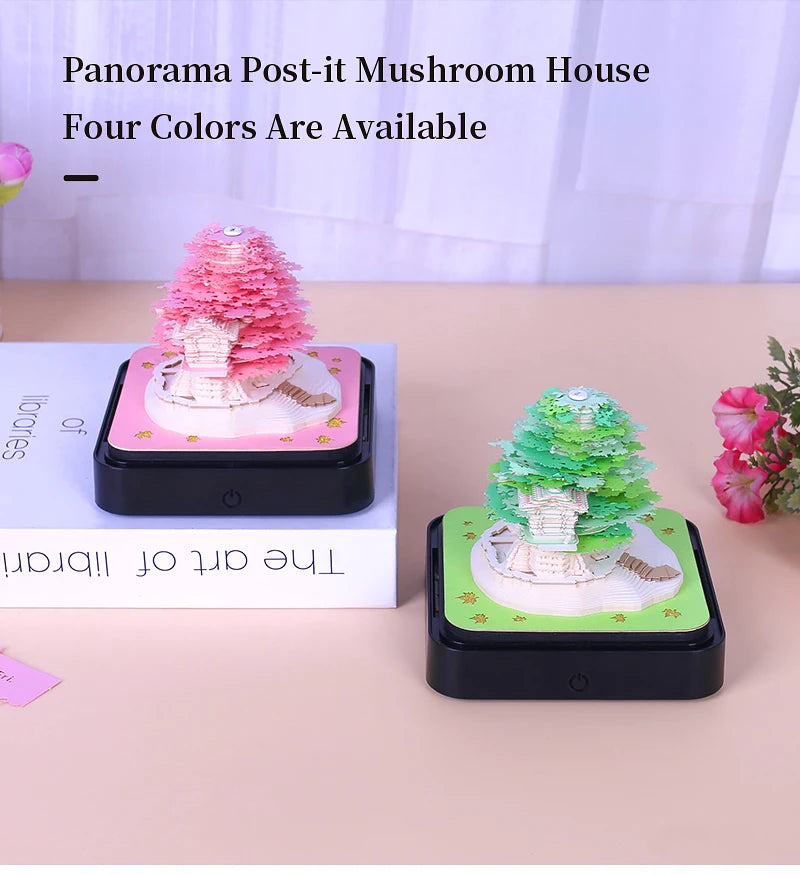 Omoshiroi Block 3D Notepad 2024 Calendar 3D Sakura Tree House Memo Pad Cute Block Notes 3D Sticky Notes Christmas New Years Gift