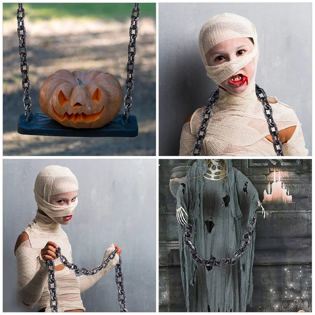 2 Pcs Simulation Big Iron Chain The Halloween Props Plastic Links Decor Decorate Pp Fake Costume