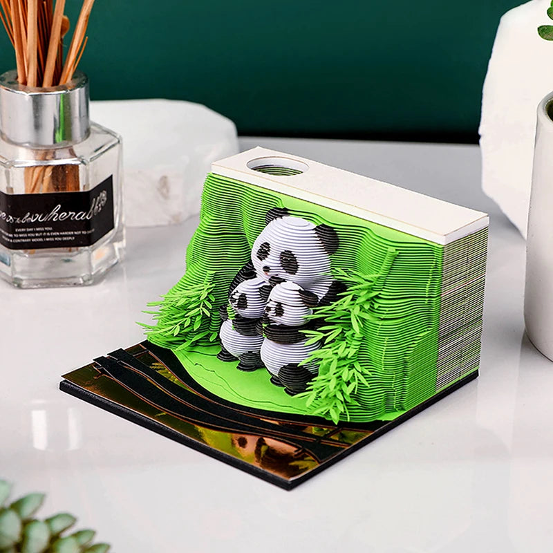 Calendario de escritorio Panda 2025 Calendario Bloc de notas Calendario de escritorio creativo Bloc de notas de bricolaje Calendario de arte 3D Tallado de papel Regalo Casa