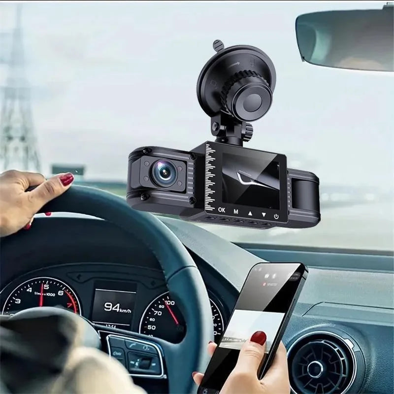 3 Channel FHD 1080P Car DVR Dash Cam Front Inside Rear Vehicle Camera DVRs Recorder Video Mini Dashcam Camcorder