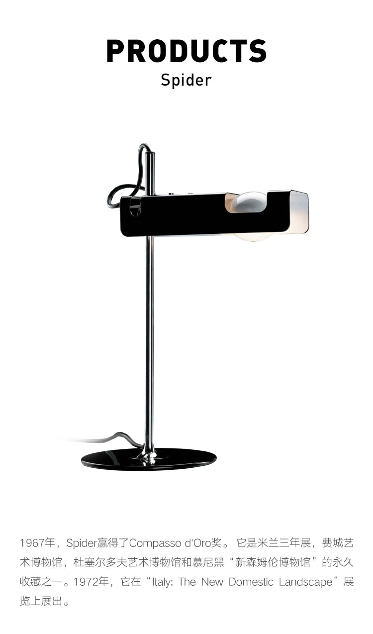 Oluce Spider Table light Italy Creative adjustable design lamp for Living Room Bedside Study Room Hotel Silver floor lamp