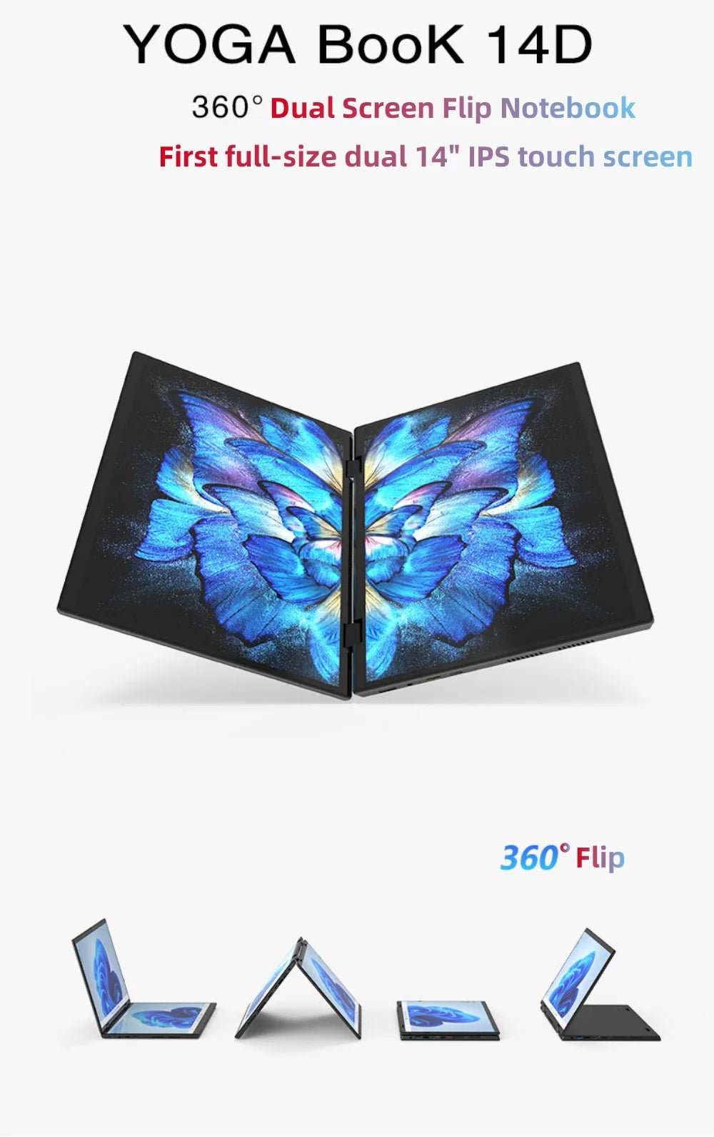 Computadora portátil con pantalla táctil dual de 14 pulgadas y 14 pulgadas, procesador Intel N95, computadora portátil para juegos, DDR4, 16 GB, 1 TB SSD