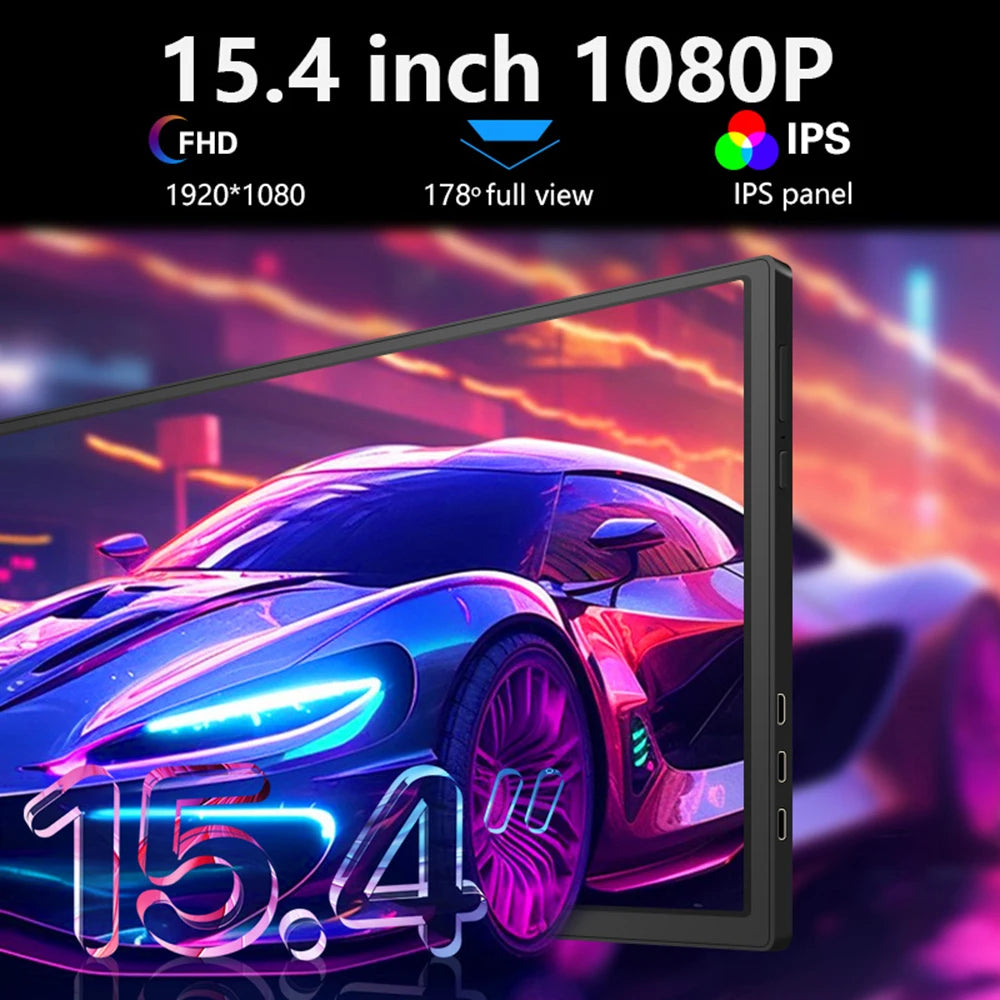 Monitor portátil de pantalla de expansión para computadora portátil de 15,4 pulgadas para computadora portátil de 15,6 a 17,3 pulgadas FHD 1920*1080 IPS Monitor de pantalla dual plegable
