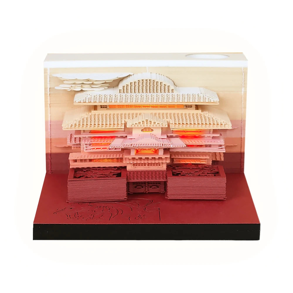 Omoshiroi Block 3D Memo Pad Arch Pavilion Notepad Led Diy Craft Office Accessories Wedding Bridesmaid Gift Message Note Paper