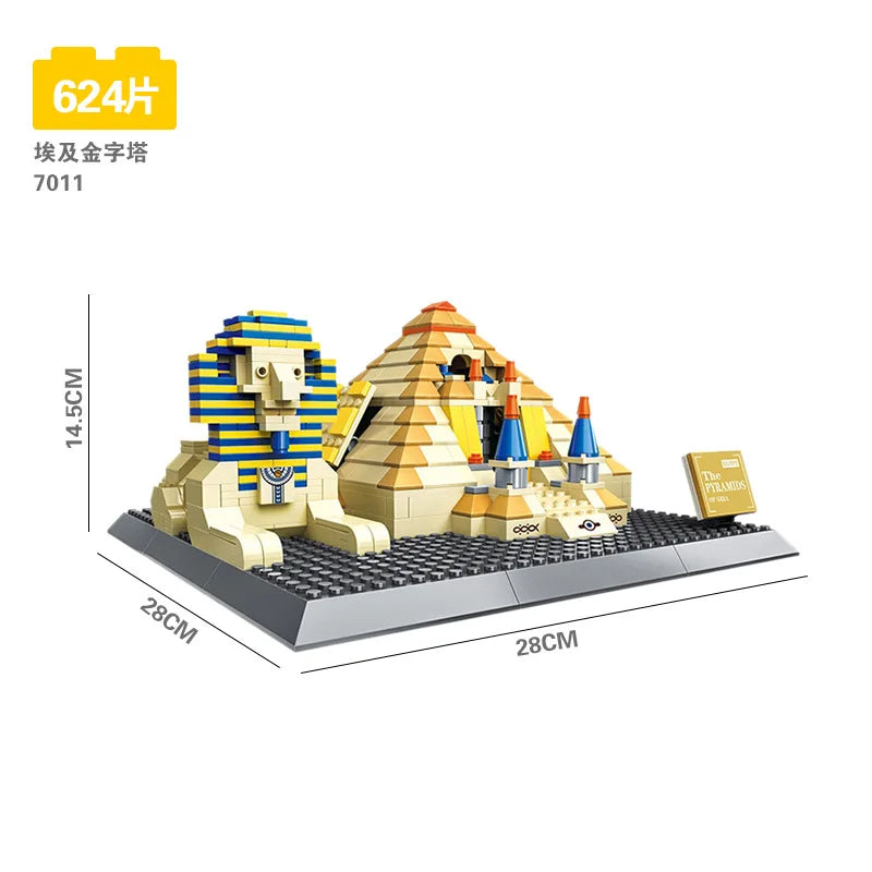 Wange Blocks World Architecture Building Bricks Trevi Fountain Model Pyramid Educational Toys for Children Gifts 4210-4224
