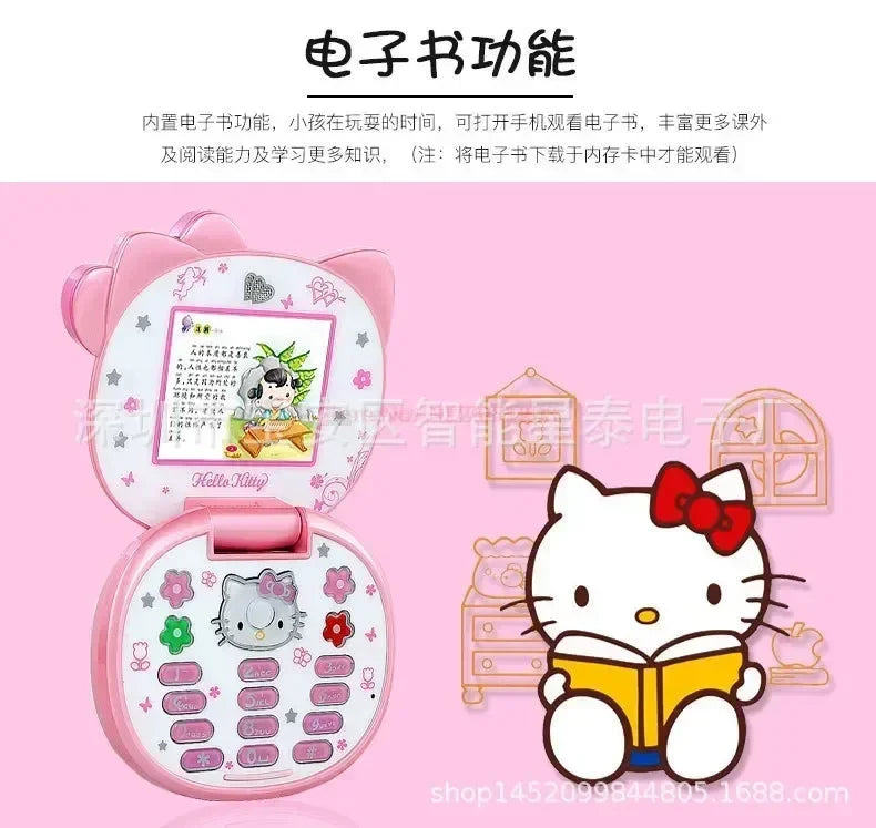 2023 New Kawaii Sanrioed Hello Kitty Flip Phone Cartoon Cute Little friends Taiml Mini Phone For Kids Toys For friends Gifts