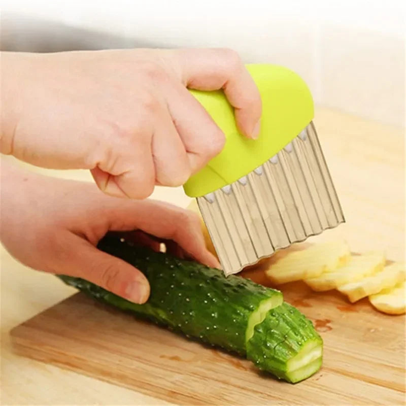 1 pieza de acero inoxidable de mano para cortar patatas fritas, cuchillo para maza, cortador de verduras multifuncional, herramientas de cocina
