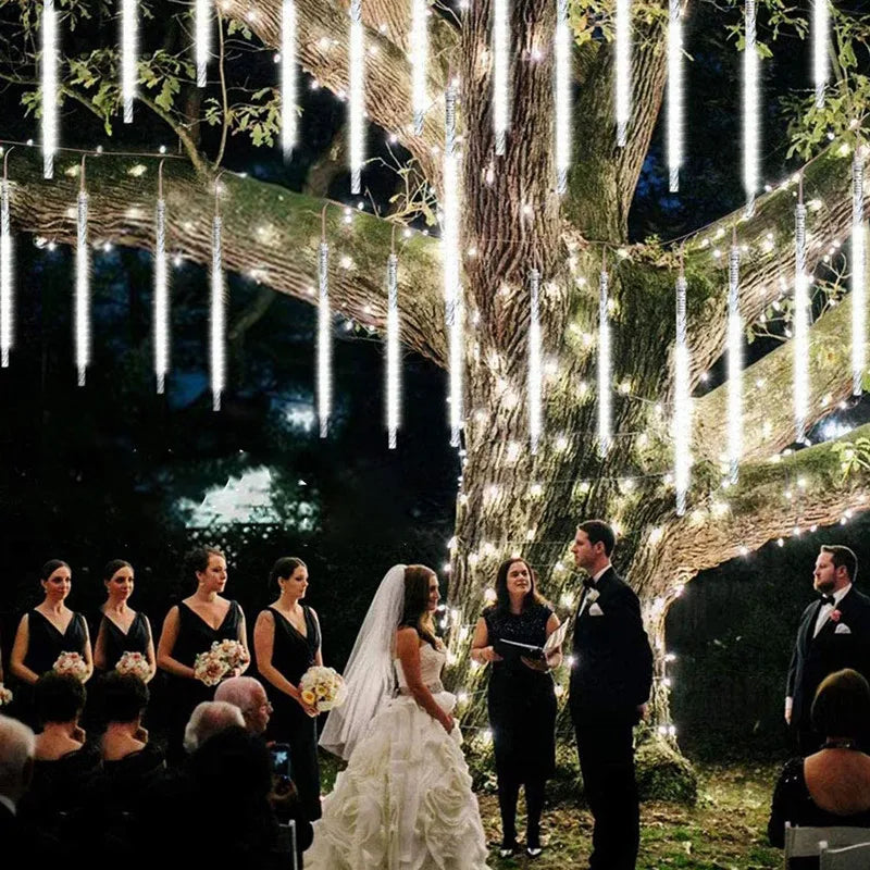 30/50cm Holiday Meteor Shower LED String Lights Christmas Falling Rain Lights Snow Falling Icicle Cascading Light Waterproof New