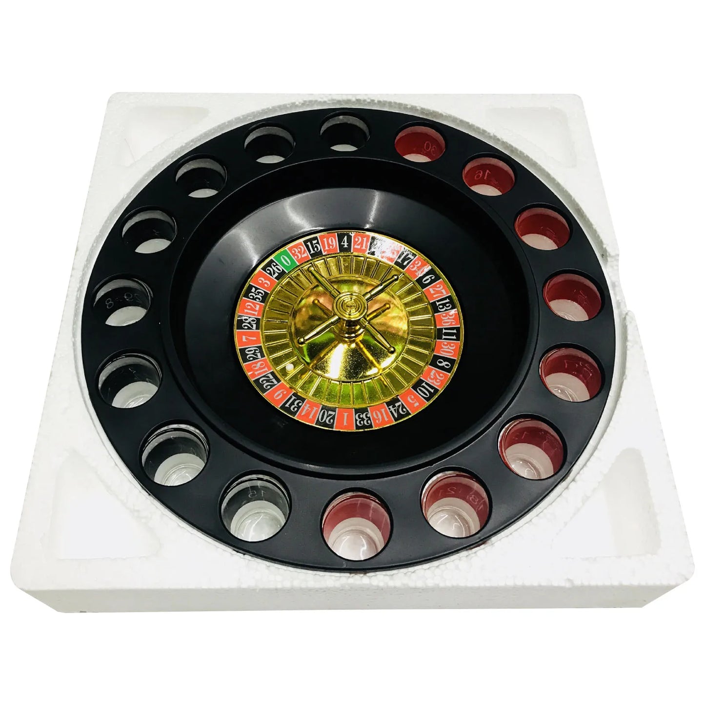 Vasos de chupito de 16 agujeros, copas de vino, juego de ruleta, juego de juegos para beber para fiestas, juego de ruleta de 16 chupitos, suministros para fiestas