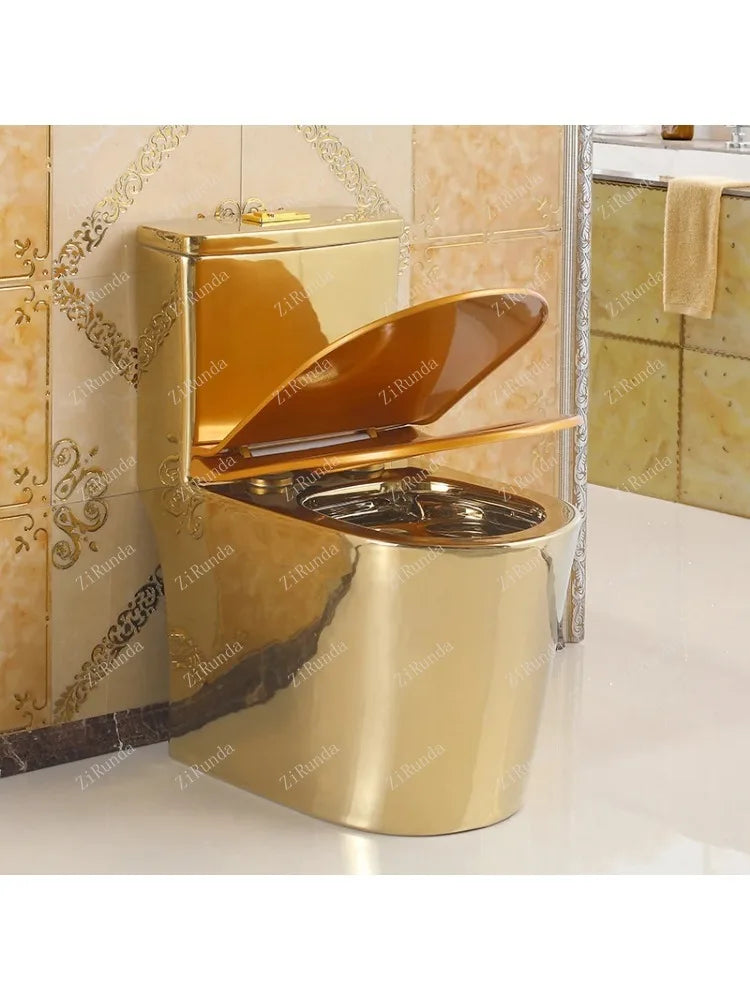 ~Inodoro de cerámica de color mudo para apartamento pequeño de estilo europeo, inodoro dorado de 8,0 pulgadas, inodoro de cañería grande, desodorante