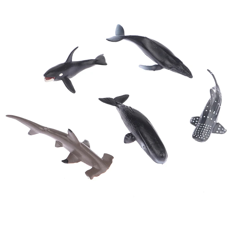 Simulation Marine Life Action Figures Ocean Animal Model Educational Toys Cake Topper,Collection Gift Shark Dolphin Hammerhead