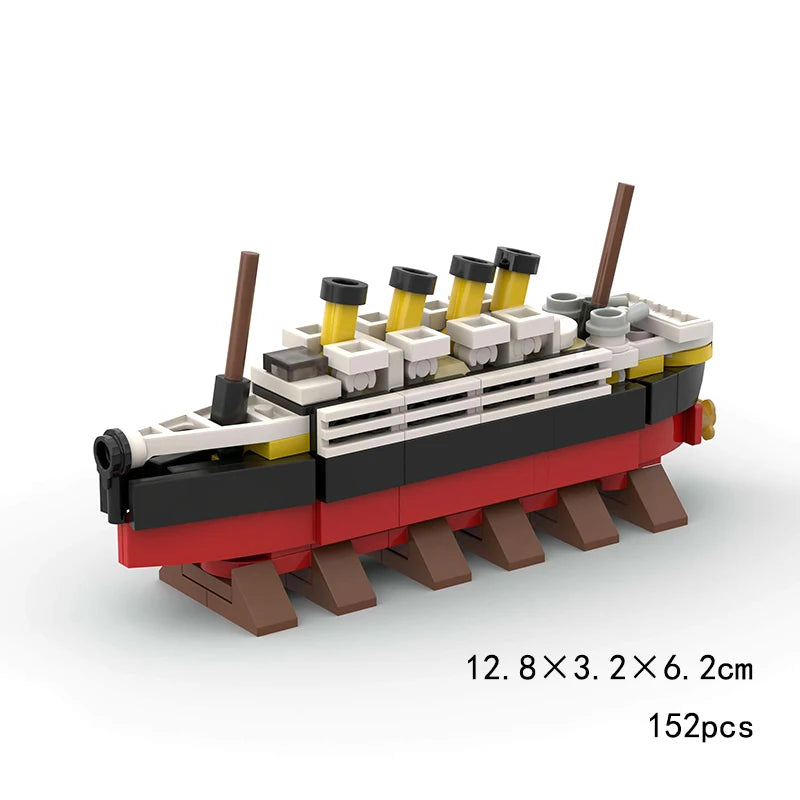 RMS Cruise Sank Titanic Break In Half With Case Model Sets Ship Building Blocks MOC Shipwreck Boat Construction Kid Toys Gifts