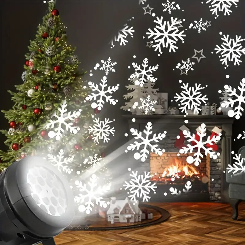 USB Powered Christmas Snowflake Projector Light Rotating Snowfall Projection Lamp for Christmas Halloween & Easter Party Decor