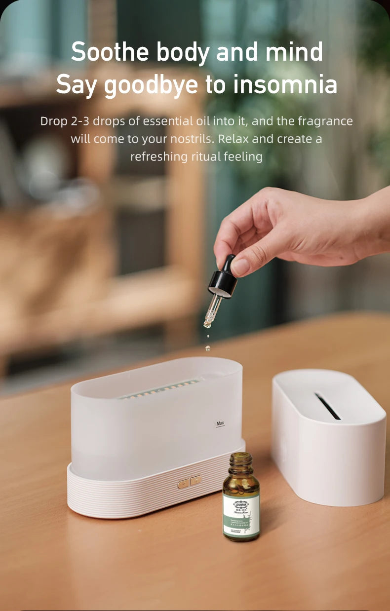 Vissko Aroma Diffuser 180ML Air Humidifier Ultrasonic Aromatherapy Cool Mist Maker Essential Oil Flame Lamp Difusors For Home