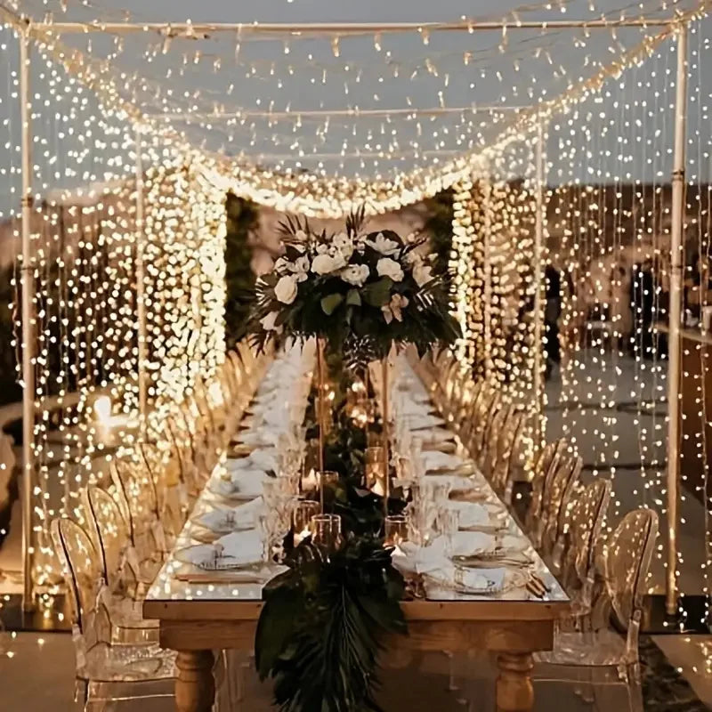 6X3M 3X3M Solar Curtain Light Outdoor Led Icicle Light 8 Modes Waterfall Christmas Fairy String Light for Garden Patio Decor