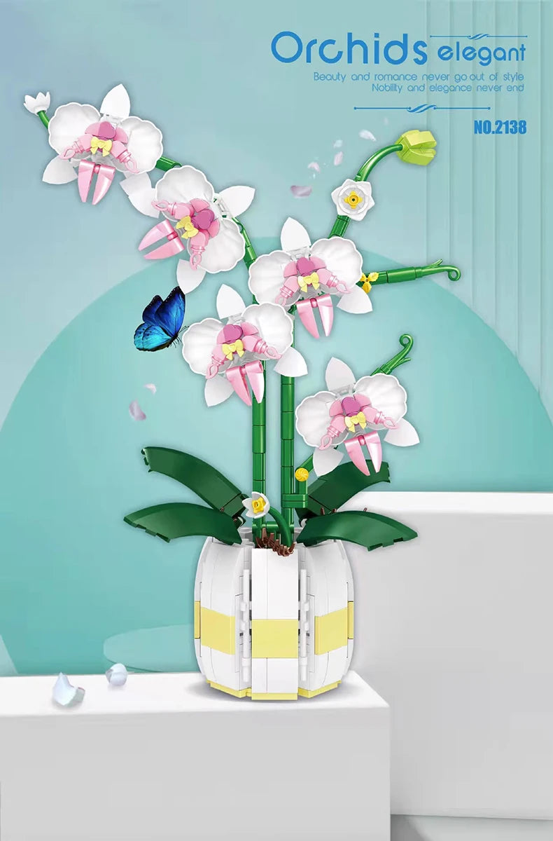 ToylinX 616PCS Orchid Flower Building Set, Building Plant Decor Flower Botanical Series for Home, Christmas Present Gift for Kid