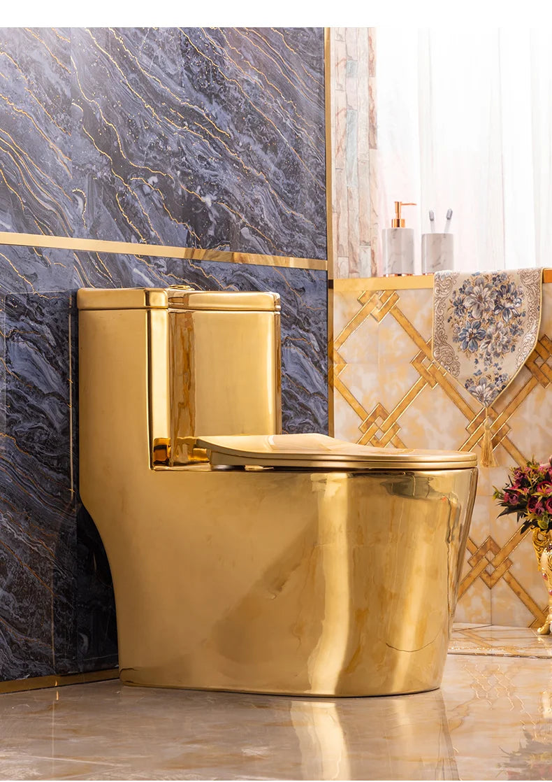 Siphon Water-Saving Mute Tuhao Gold Toilet Anti-Blocking Deodorant Ceramic Electroplating Gold