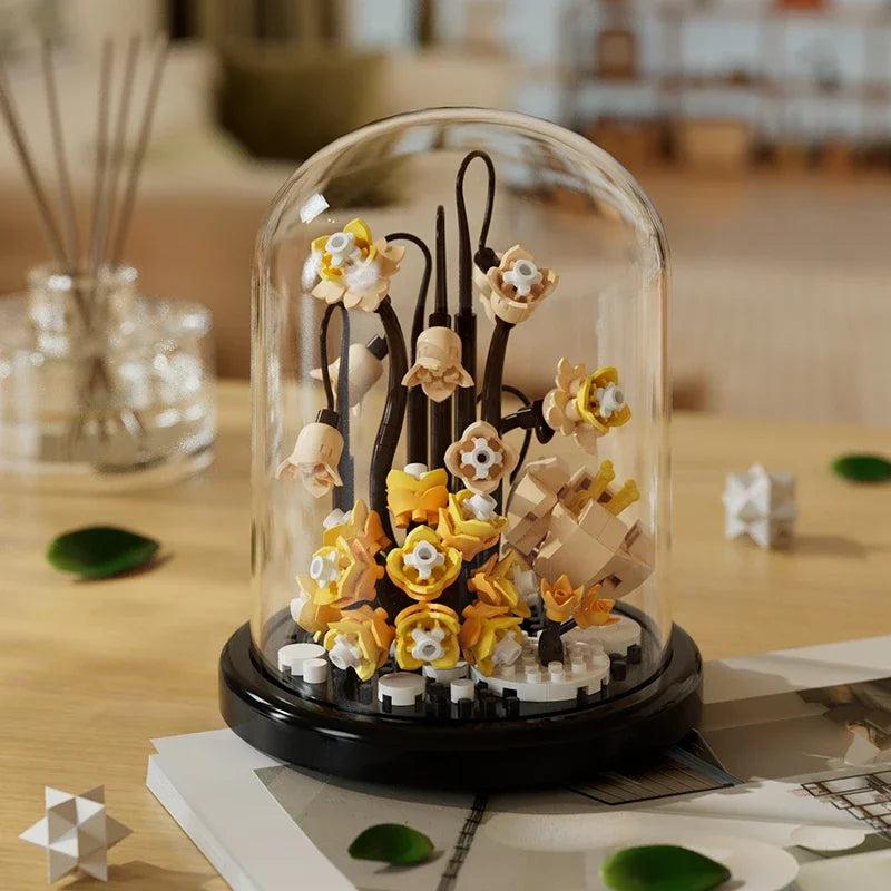 Building block bouquet assembly toy children's puzzle building block toy parent-child interactive desktop decoration