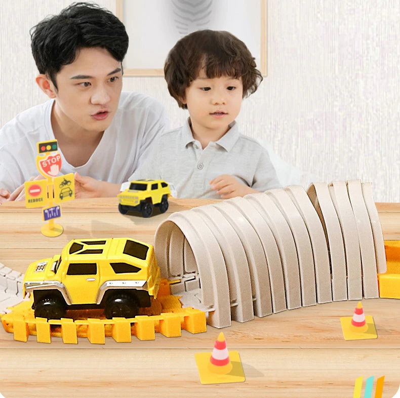 333pcs DIY Race Flexible Railway Racing Play Game Set Track Rail Car Toys Children Bend Electronic Educational for Magic Brain
