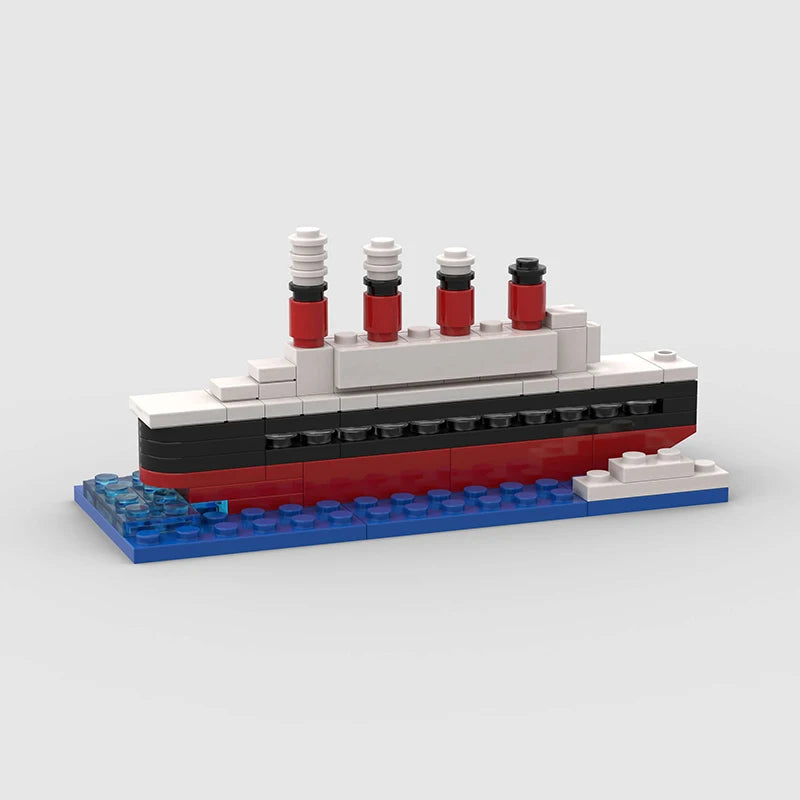 RMS Cruise Sank Titanic Break In Half With Case Model Sets Ship Building Blocks MOC Shipwreck Boat Construction Kid Toys Gifts
