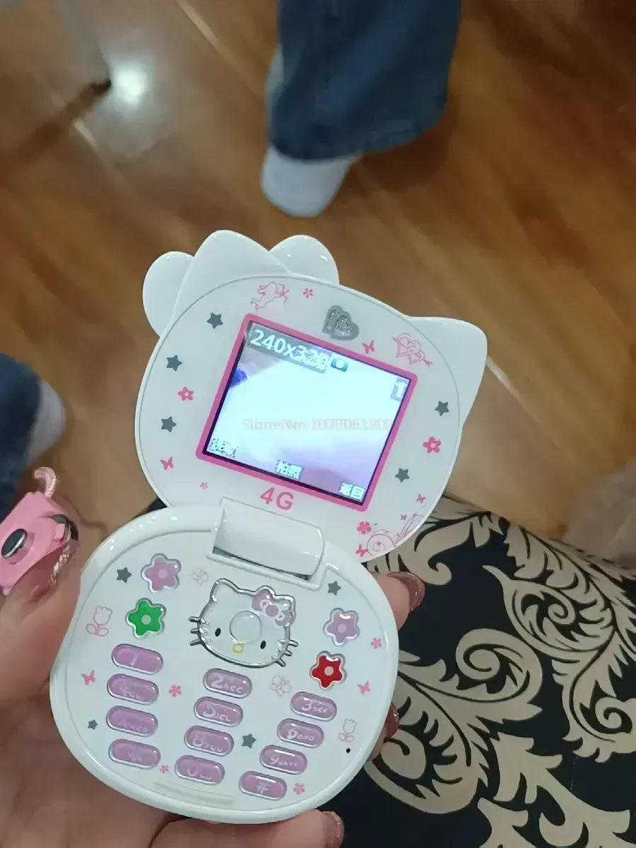 2023 New Kawaii Sanrioed Hello Kitty Flip Phone Cartoon Cute Little friends Taiml Mini Phone For Kids Toys For friends Gifts