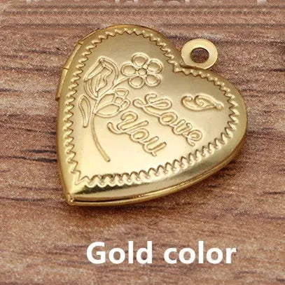 10 piezas de 18*22 mm de metal, latón, chapado en oro o plata, dijes de medallón con forma de corazón, colgante de medallón con foto para hacer joyas