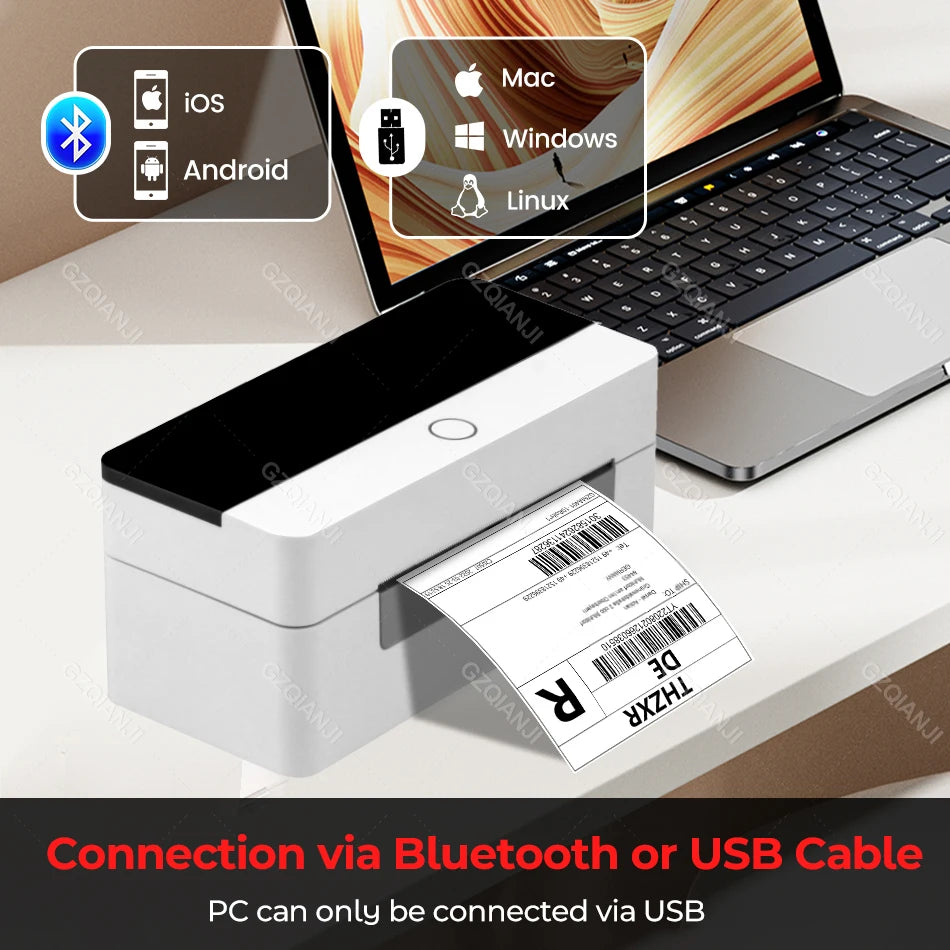 Impresora térmica de etiquetas X-Printer D463B de 80 mm, máquina para fabricar etiquetas de envío de 110 mm, USB, Bluetooth, impresión de códigos de barras de 3 o 4 pulgadas