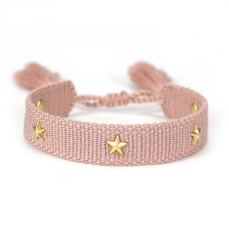 Pulsera tejida de la amistad para mujer con pequeñas estrellas Pulseras de joyería apilables de verano Regalos para hermanas