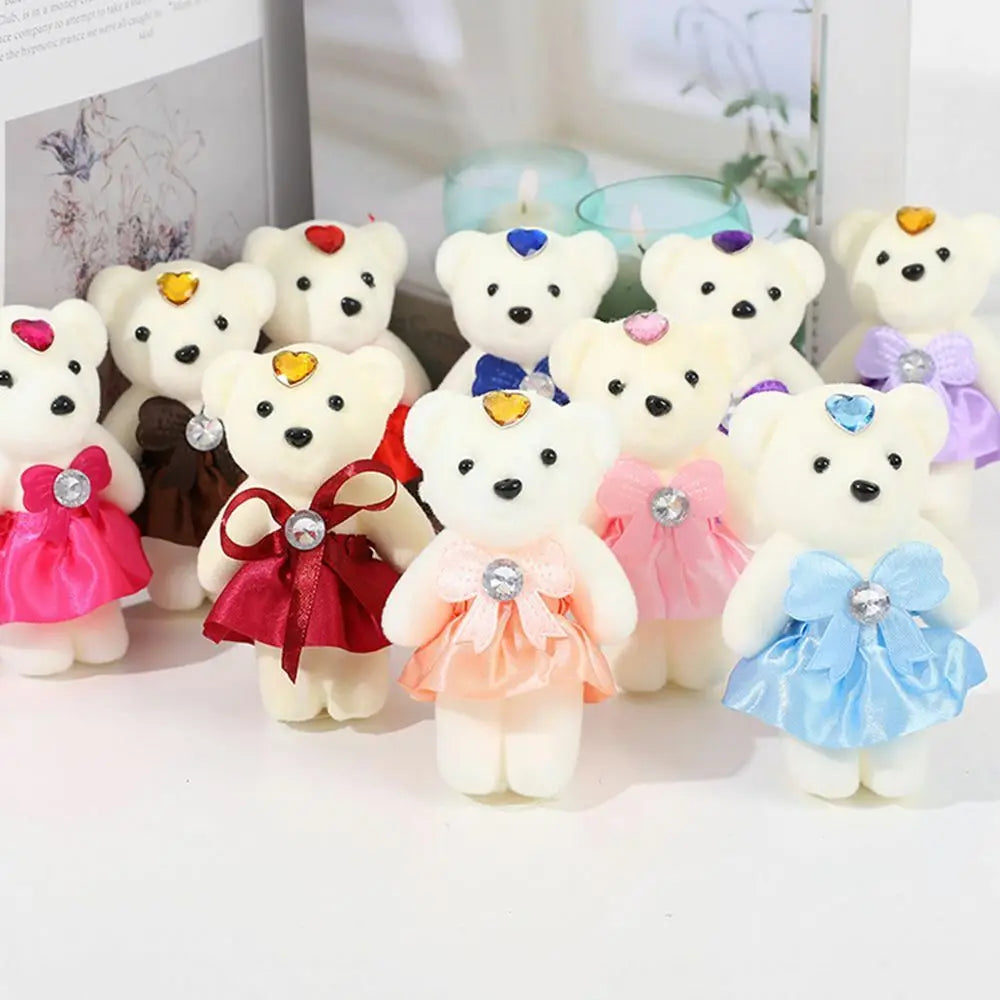 10 piezas de ramo de flores de oso de San Valentín, muñeco de peluche de dibujos animados, ramos de osito de peluche, regalos de graduación, cumpleaños, bodas, decoración de fiesta