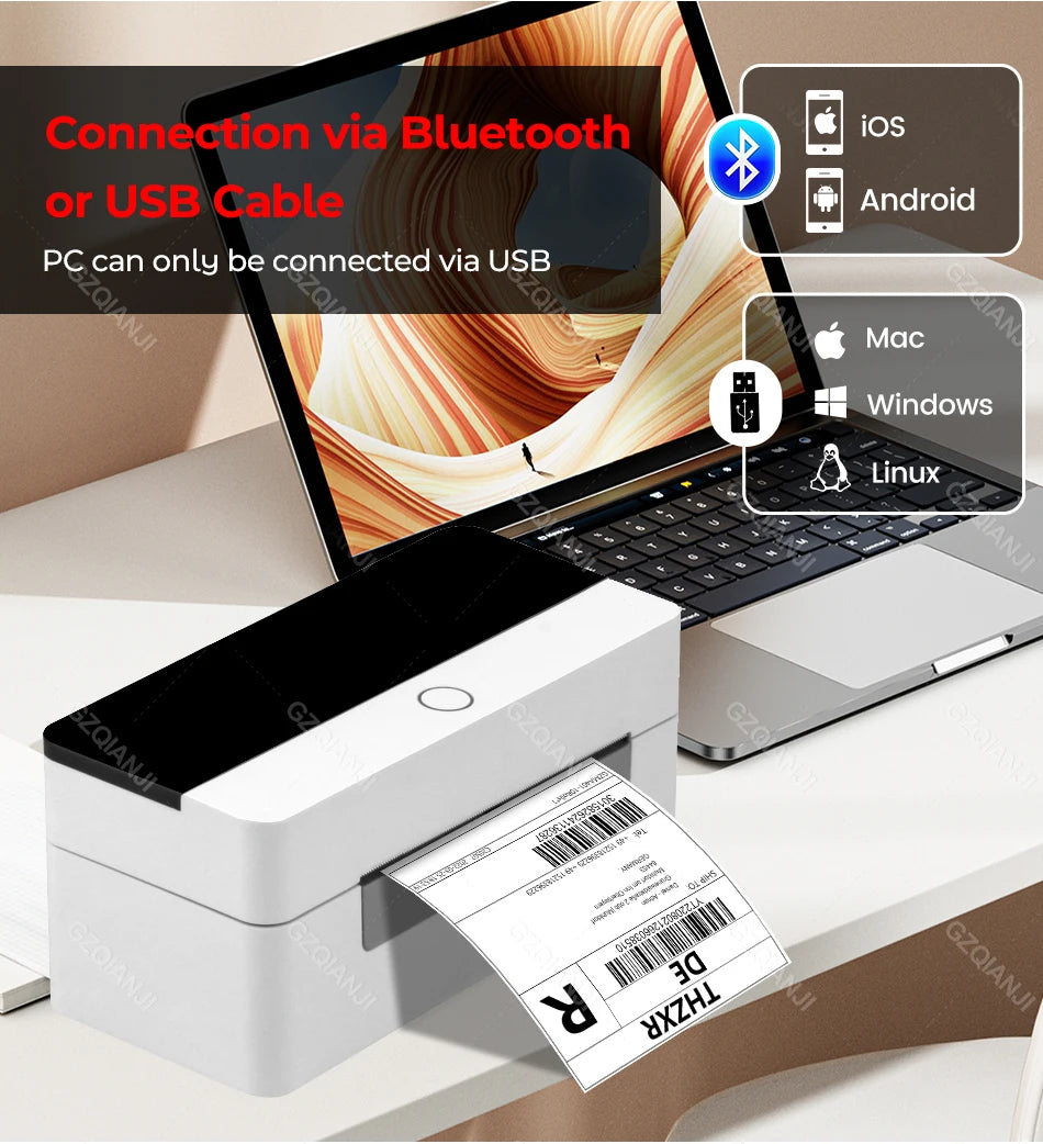 Impresora térmica de etiquetas X-Printer D463B de 80 mm, máquina para fabricar etiquetas de envío de 110 mm, USB, Bluetooth, impresión de códigos de barras de 3 o 4 pulgadas