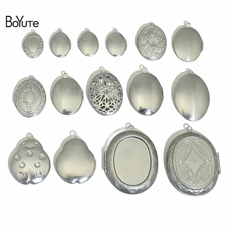 BoYuTe (20 Pieces/Lot) 316 Stainless Steel Oval Shaped Locket Pendant Can Open Photo Locket Diy Jewelry Materials