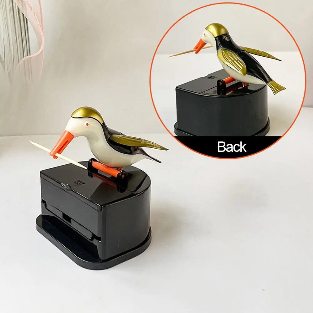 1PC Contenedor para palillos de dientes con forma de colibrí de dibujos animados Dispensador automático de palillos de dientes ABS Caja de soporte Decoración del hogar Accesorios de cocina
