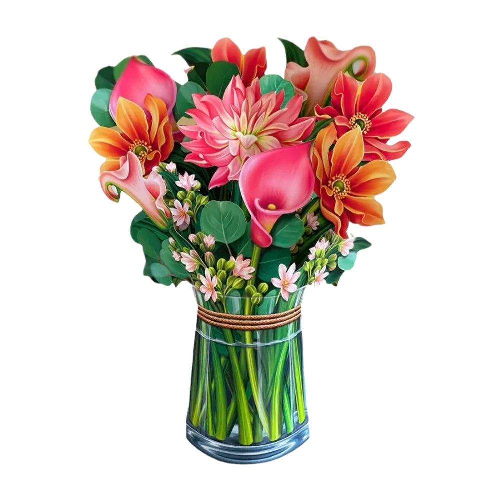3D Pop Up Flower Greeting Card for Mothers Day Creative Multi-Style Bouquet Birthday Card Thank You Postcard for Birthday Easter