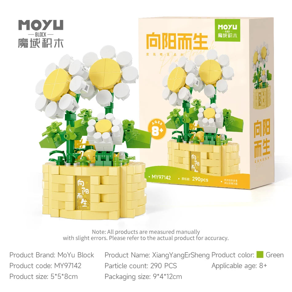 Potted Flower Basket Building Blocks Creative Bonsai Plant Bouquet Model Bricks Diy Home Decoration Kids Toy Girls Holiday Gifts