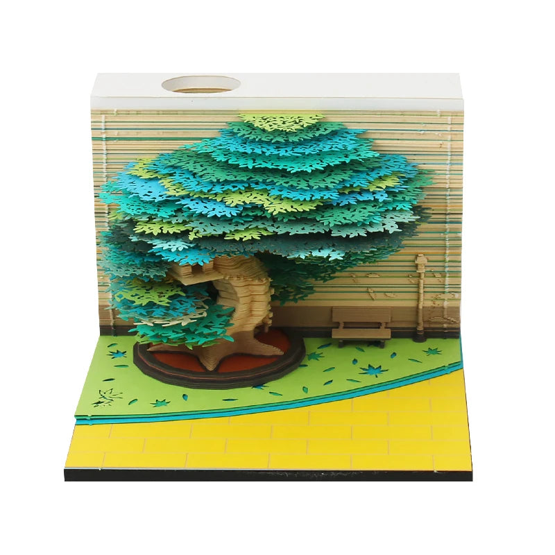 2024 Calendar Memo Pad With LED Lights,Time Piece Calendar,Creative Desk Calendar DIY Paper Carving Art Craft Desktop Decoration