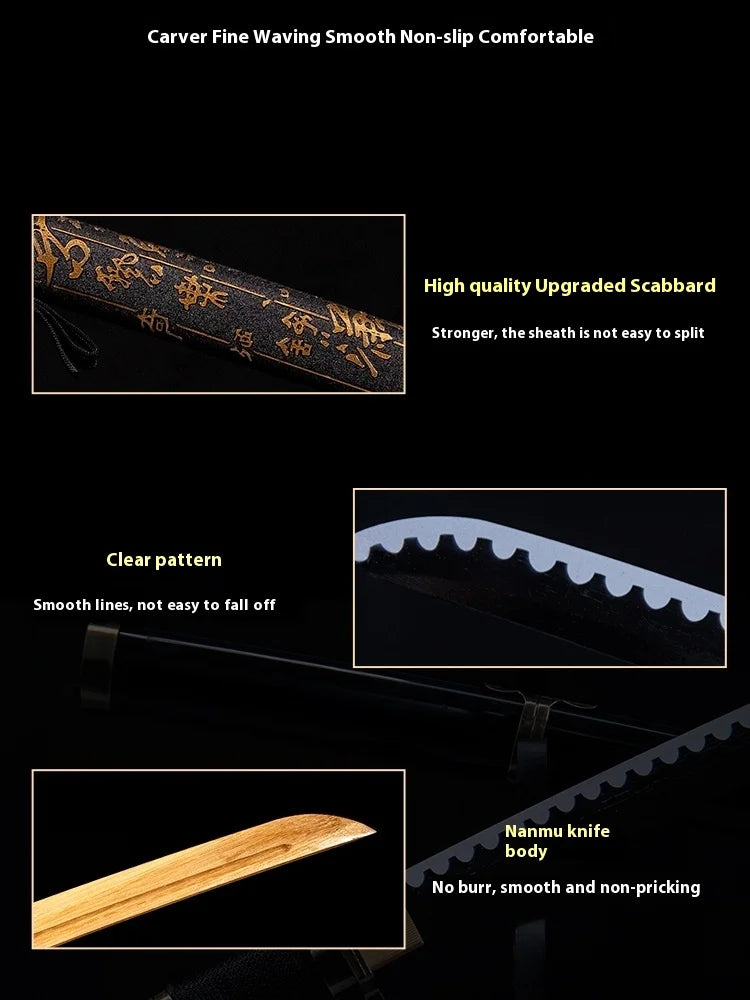 Tai Sword Katana Oriental Draw Sword with Sheath Tang Hengdao Wooden Sword Ancient Style Children's Toy Bamboo Wooden